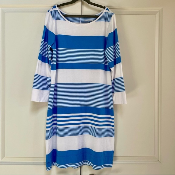 Lilly Pulitzer Dresses & Skirts - Lilly Pulitzer Marlowe Bay Blue Coconut Stripe 100% Pima Cotton Pullover Dress